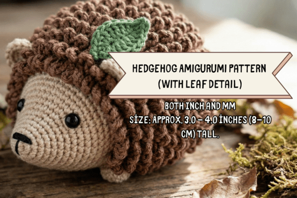 Hedgehog Amigurumi PDF Pattern with Leaf