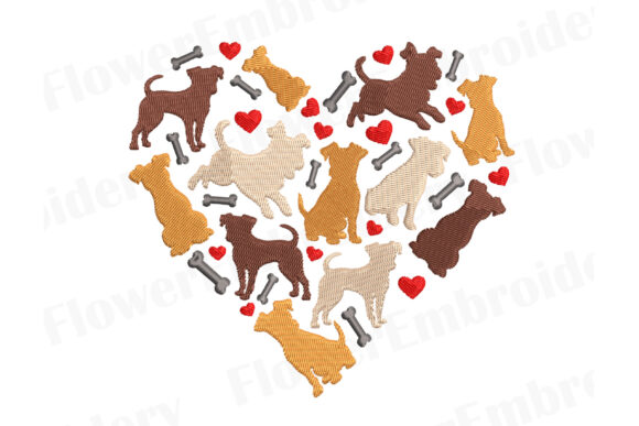 I Love Jack Russell Heart Shaped Embroidery Design