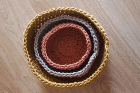 Nesting Baskets in 3 Sizes Crochet Pattern