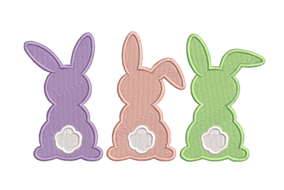 Pastel Bunny Trio Embroidery Design