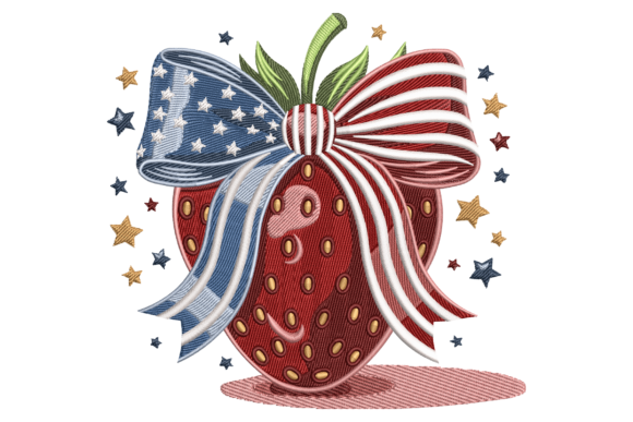 Patriotic Strawberry Embroidery Design