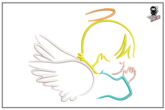 Praying Baby Angel Christian Embroidery Design