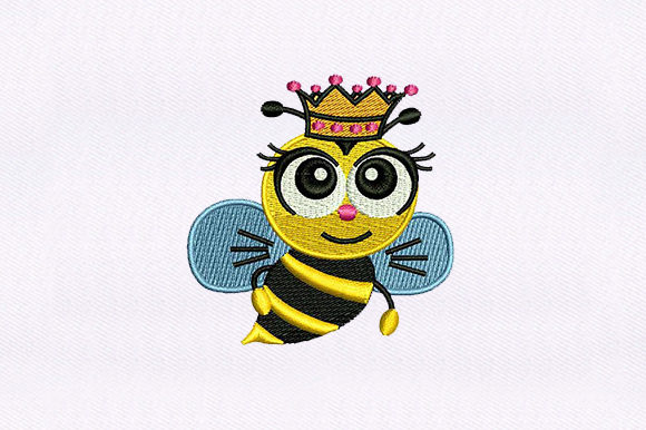 Queen Honey Bee Embroidery Design