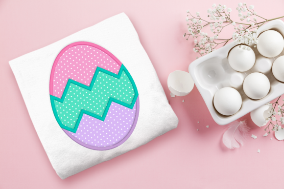 Tricolor Zigzag Easter Egg Embroidery Design