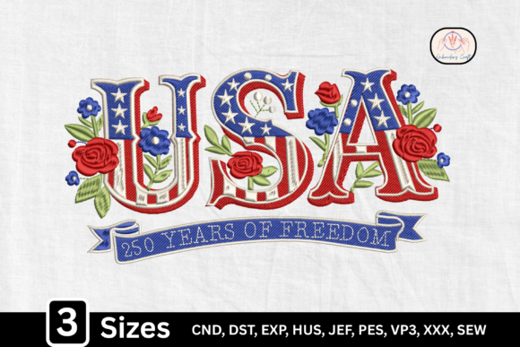 USA 250 Years of Freedom Embroidery Design