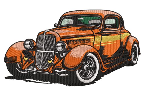 Vintage Hot Rod Car Embroidery Design