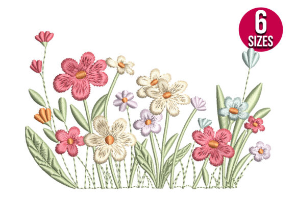 Wildflowers Border Embroidery Design