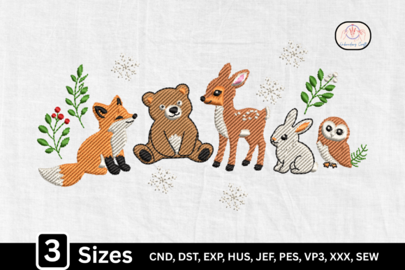 Winter Woodland Animals Forest Friends Embroidery