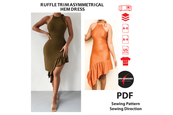 Asymmetrical Hem Dress Sewing Pattern