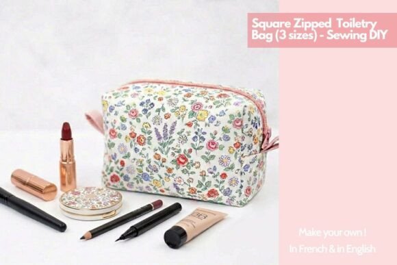 DIY Square Zipped Lined Toiletry Bag Pattern