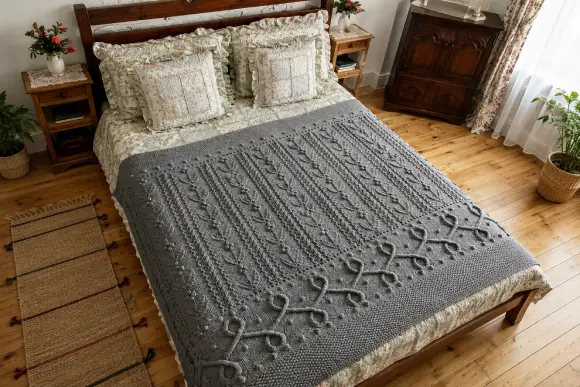 Flowers by the Fence Blanket Knitting Pattern
