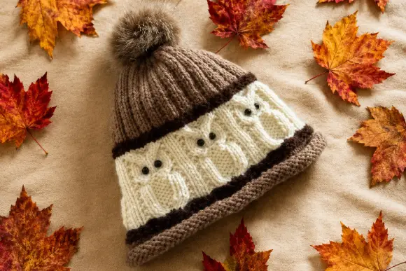 How to Knit a Beanie Hat with Owls Pattern