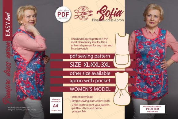 Sofia XL Pinafore Dress Apron Pattern