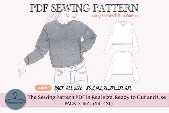 Long Sleeve T-Shirt Sewing Pattern for Women