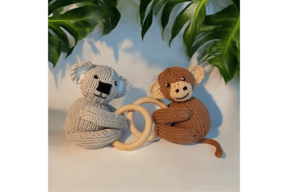 Monkey and Koala Teether Knitting Pattern
