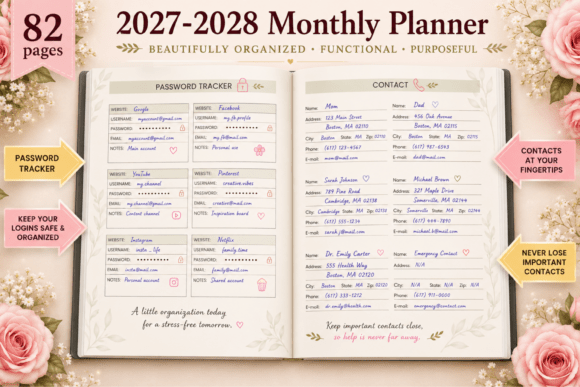 Sample tracker and planner grid from the Canva KDP template bundle