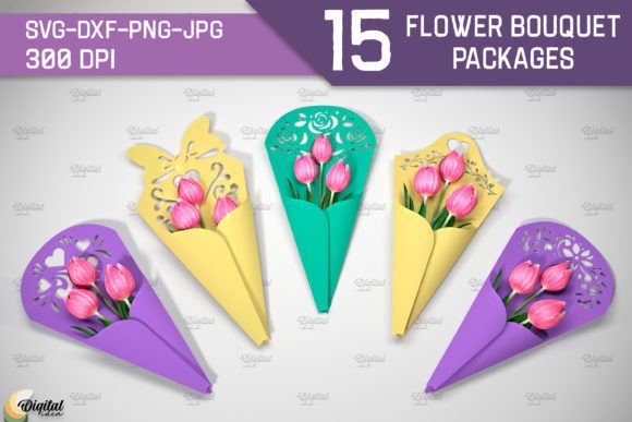 Flower Bouquet Package Bundle Paper Cut