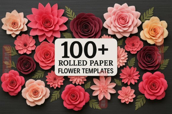 Rolled Paper Flower Templates SVG Bundle