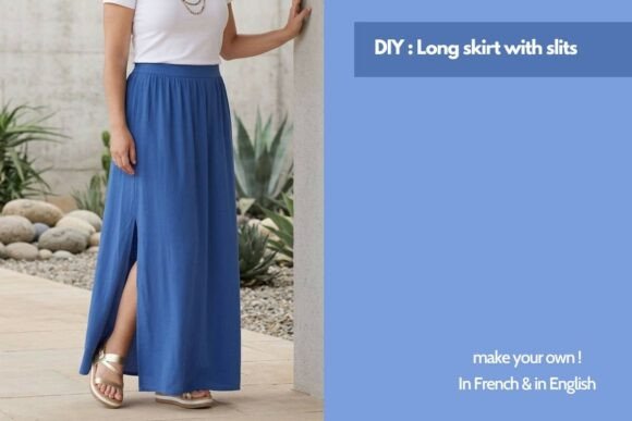 DIY Long Skirt with Slits Sewing Pattern