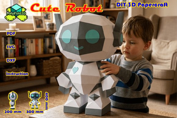 Cute Robot DIY 3D Papercraft SVG