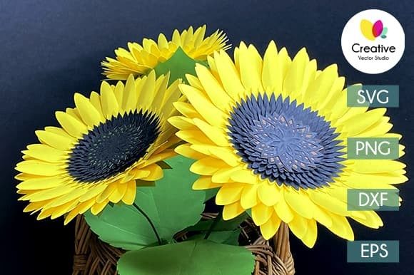 Sunflower Paper Flower SVG