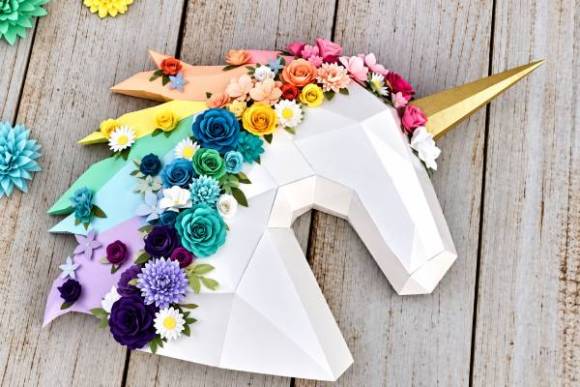 Unicorn Head Paper Sculpture