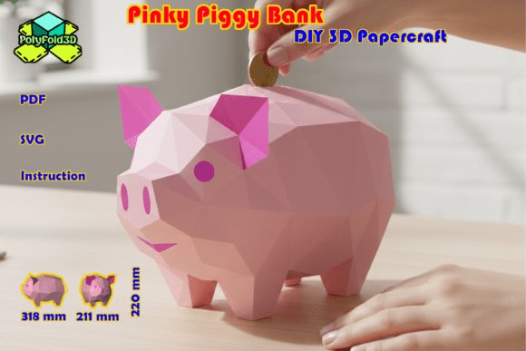 Pinky Piggy Bank DIY 3D Papercraft